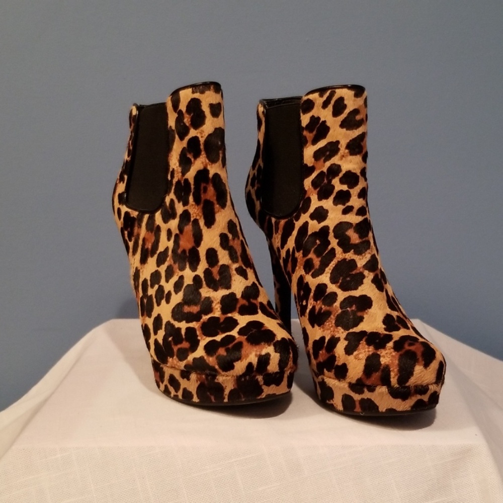 GIANNI BINI Leopard Calf Hair Booties